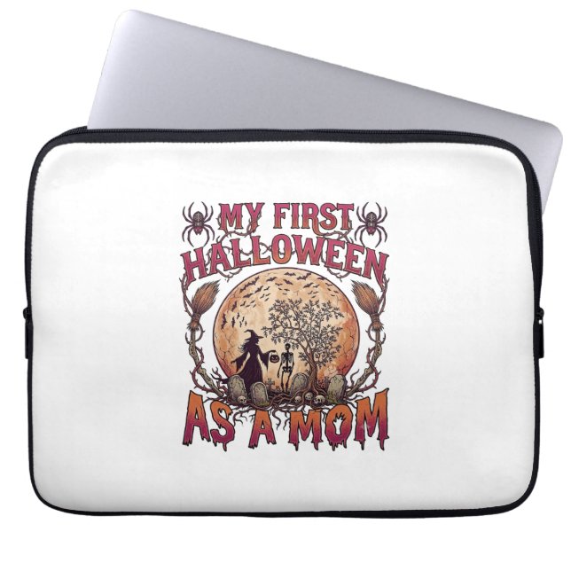 First Halloween As Mum Witch Skeleton Moon_1 Laptop Sleeve (Front)