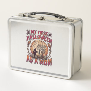 First Halloween As Mum Witch Skeleton Moon_1 Metal Lunch Box