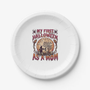 First Halloween As Mum Witch Skeleton Moon_1 Paper Plate