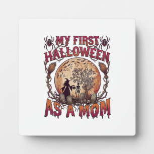 First Halloween As Mum Witch Skeleton Moon_1 Plaque