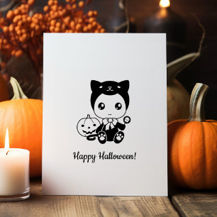 First Halloween Baby Black Cat Costume Rubber Stamp