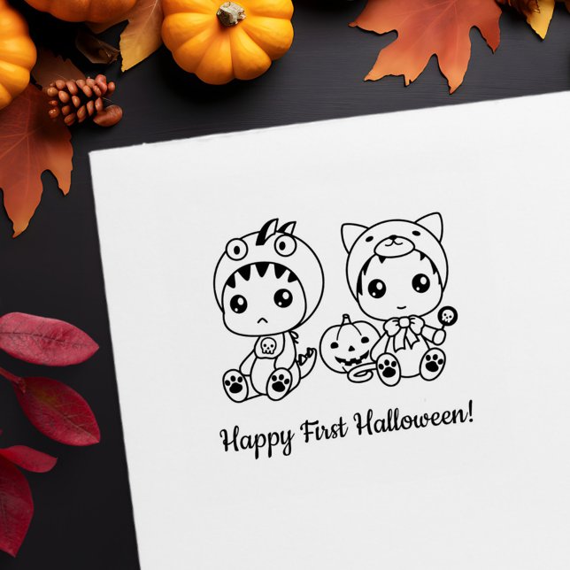 First Halloween Baby Cat Dragon Costume Rubber Stamp (Creator Uploaded)