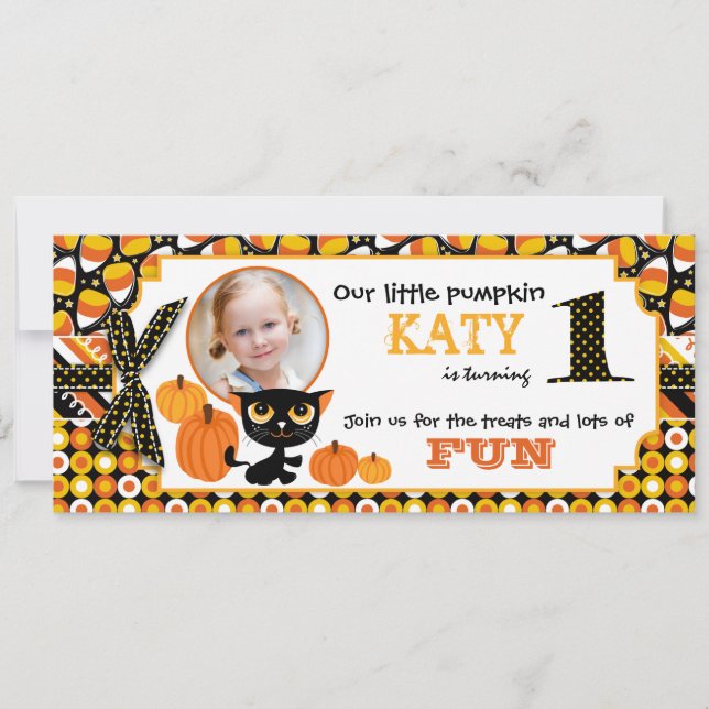 First Halloween Birthday Invitation Card (Front)