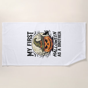 First Halloween Brother Vintage Pumpkin Moon Shirt Beach Towel