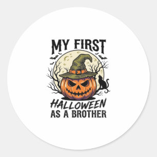 First Halloween Brother Vintage Pumpkin Moon Shirt Classic Round Sticker