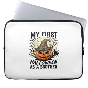 First Halloween Brother Vintage Pumpkin Moon Shirt Laptop Sleeve