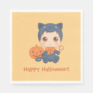 First Halloween Cute Baby Black Cat Costume Napkin