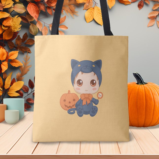 First Halloween Cute Baby Black Cat Costume Tote Bag (Creator Uploaded)