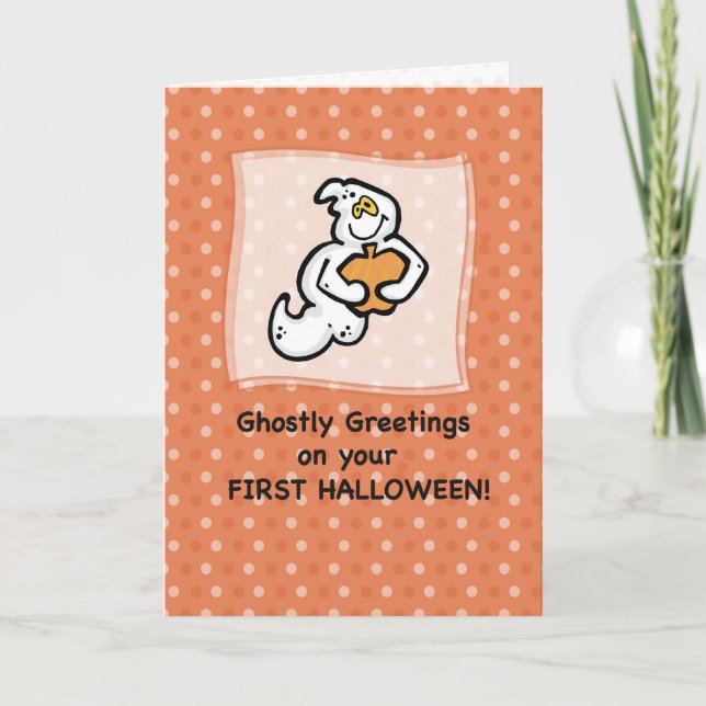 First Halloween Cute Ghost Card (Front)