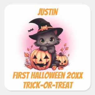 First Halloween Cute Kitten Square Sticker