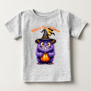 First Halloween Cute Monster Customise Name Baby T-Shirt
