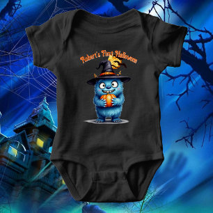First Halloween Cute Monster Customize Name Baby Bodysuit