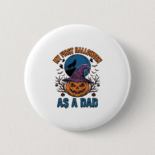 First Halloween Dad Vintage Pumpkin Wolf Shirt_1 6 Cm Round Badge