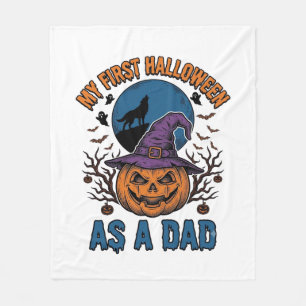 First Halloween Dad Vintage Pumpkin Wolf Shirt_1 Fleece Blanket
