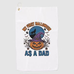 First Halloween Dad Vintage Pumpkin Wolf Shirt_1 Golf Towel