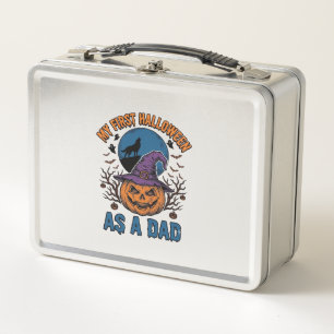 First Halloween Dad Vintage Pumpkin Wolf Shirt_1 Metal Lunch Box