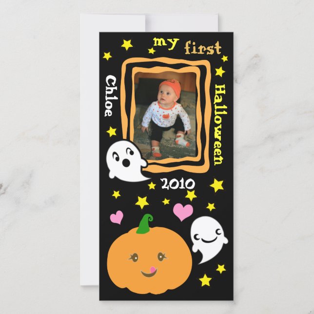 First Halloween Kawaii Custom Photo Card (Front)