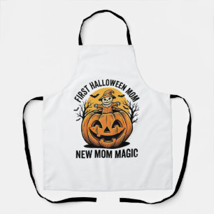 First Halloween Mom Vintage Pumpkin Bat Shirt_1 Apron