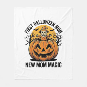 First Halloween Mom Vintage Pumpkin Bat Shirt_1 Fleece Blanket