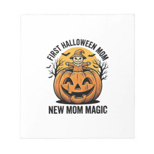 First Halloween Mom Vintage Pumpkin Bat Shirt_1 Notepad