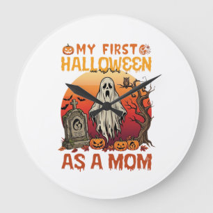 First Halloween Mum Ghost Tombstone Pumpkin_1 Large Clock