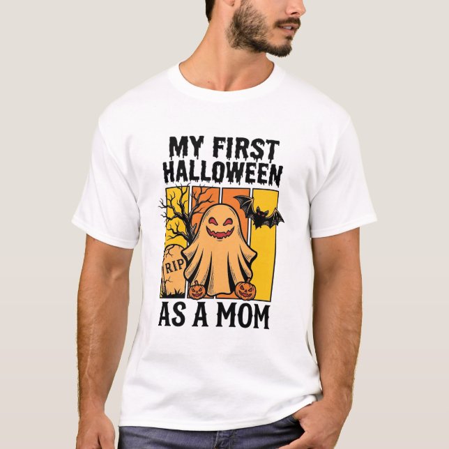First Halloween Mum Shirt Vintage Ghost Design_1 (Front)