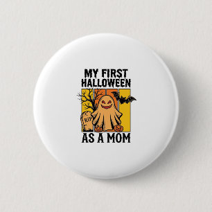 First Halloween Mum Shirt Vintage Ghost Design_1 6 Cm Round Badge
