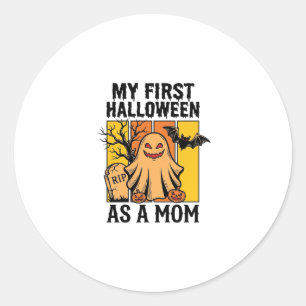 First Halloween Mum Shirt Vintage Ghost Design_1 Classic Round Sticker