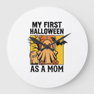 First Halloween Mum Shirt Vintage Ghost Design_1 Large Clock