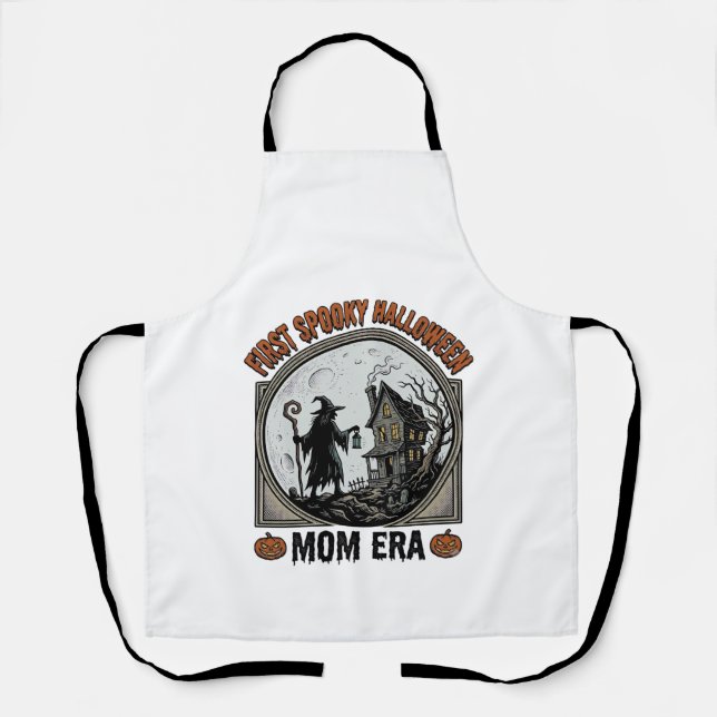 First Halloween Mum Vintage Engraving Haunted Witc Apron (Front)