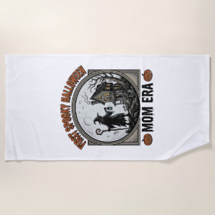 First Halloween Mum Vintage Engraving Haunted Witc Beach Towel