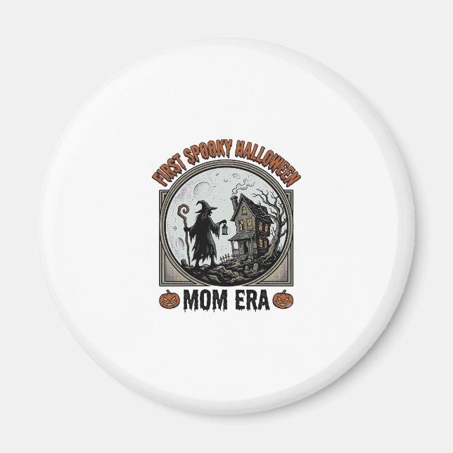 First Halloween Mum Vintage Engraving Haunted Witc Magnet (Front)