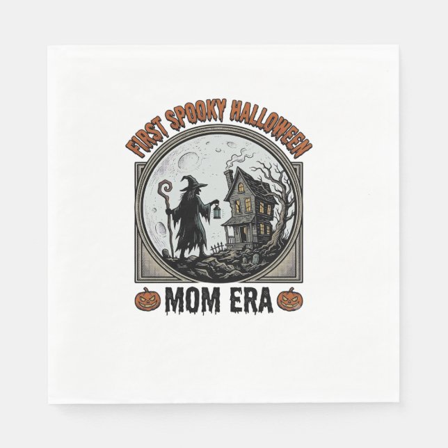 First Halloween Mum Vintage Engraving Haunted Witc Napkin (Front)
