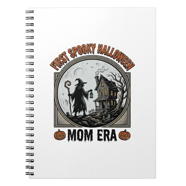 First Halloween Mum Vintage Engraving Haunted Witc Notebook (Front)