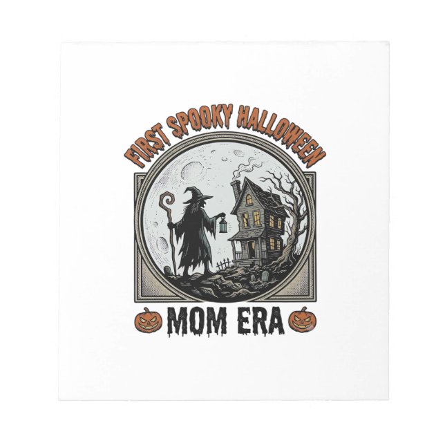 First Halloween Mum Vintage Engraving Haunted Witc Notepad (Front)