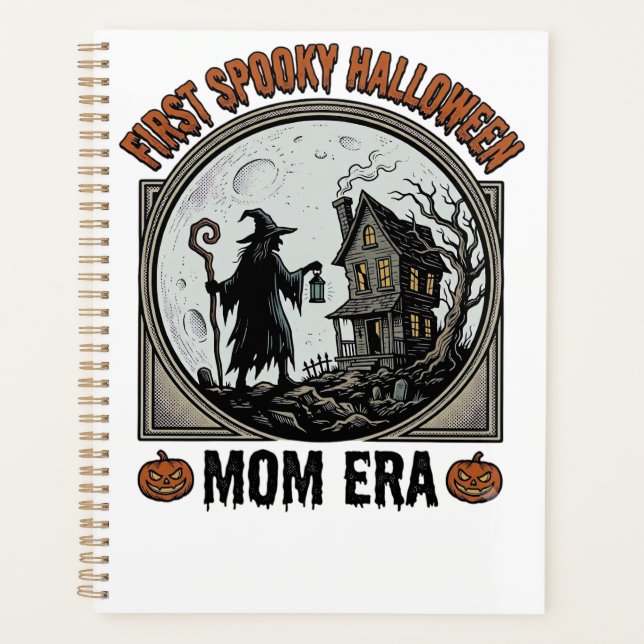 First Halloween Mum Vintage Engraving Haunted Witc Planner (Front)
