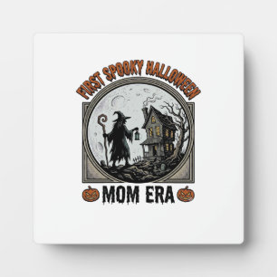 First Halloween Mum Vintage Engraving Haunted Witc Plaque