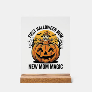 First Halloween Mum Vintage Pumpkin Bat Shirt_1 Acrylic Sign