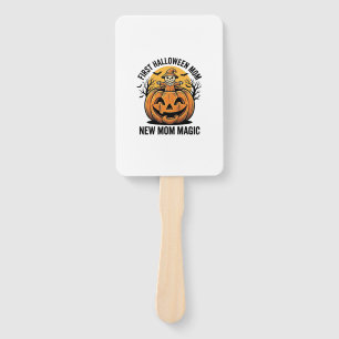 First Halloween Mum Vintage Pumpkin Bat Shirt_1 Hand Fan