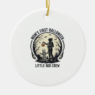 First Halloween Mum Vintage Spooky Moon Shirt_1 Ceramic Tree Decoration