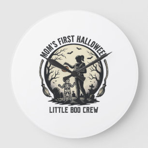 First Halloween Mum Vintage Spooky Moon Shirt_1 Large Clock