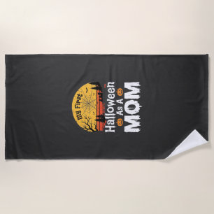 First Halloween Mum Vintage Sunset Design_1 Beach Towel