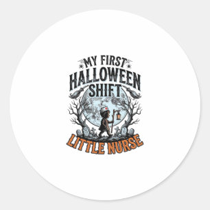 First Halloween Nurse Spooky Moon Infant Costume D Classic Round Sticker