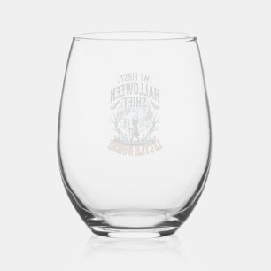 First Halloween Nurse Spooky Moon Infant Costume D Stemless Wine Glass