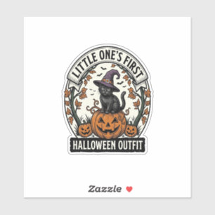 First Halloween Outfit Vintage Black Cat Pumpkin_1