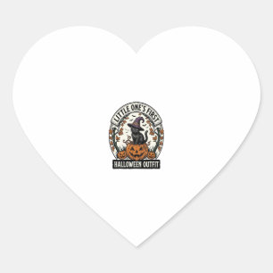 First Halloween Outfit Vintage Black Cat Pumpkin_1 Heart Sticker