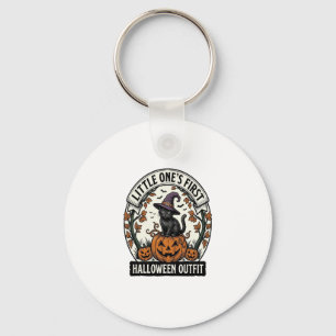 First Halloween Outfit Vintage Black Cat Pumpkin_1 Key Ring