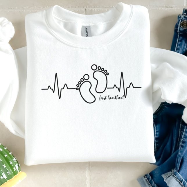 First Heartbeat Pregnancy Announcement  Sweatshirt (Creator Uploaded)
