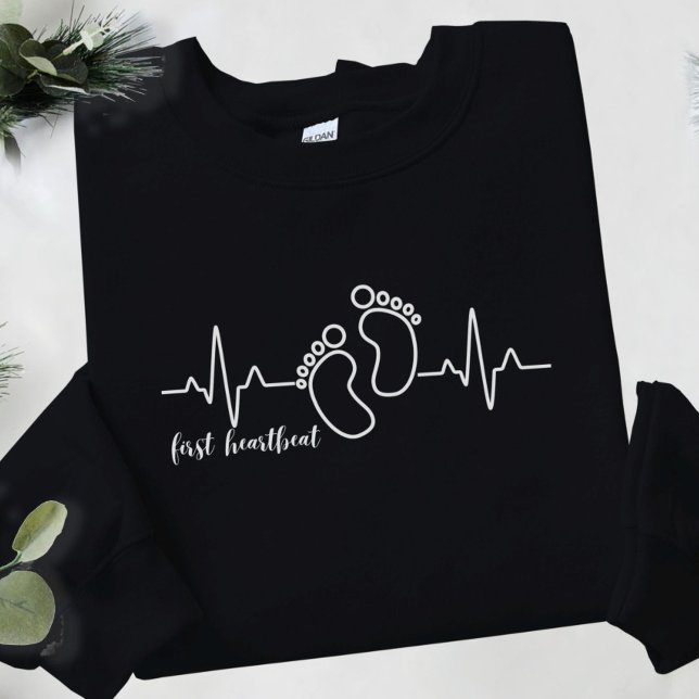 First Heartbeat Pregnancy Announcement Sweatshirt (Creator Uploaded)