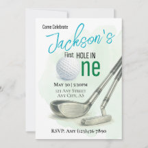 First Hole in One Golf 1st Birthday Invitation